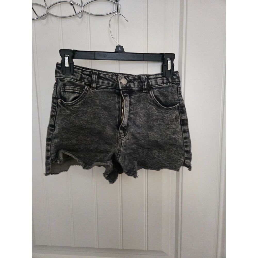 Art Class Girls Black Acid Wash Denim Cutoff Shorts Frayed Hem High Rise